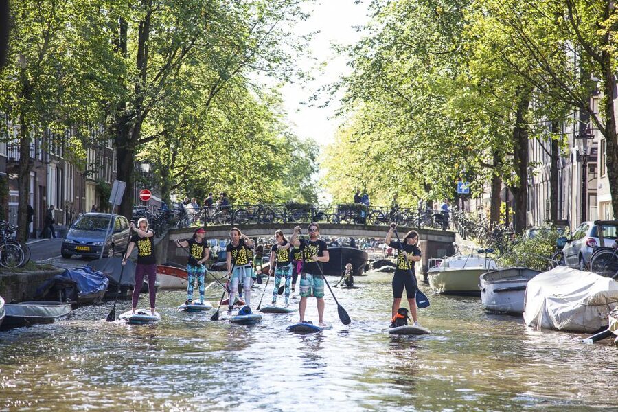 Amsterdam: 2-Hour Stand Up Paddle Board Tour - Learning to balance before entering the city