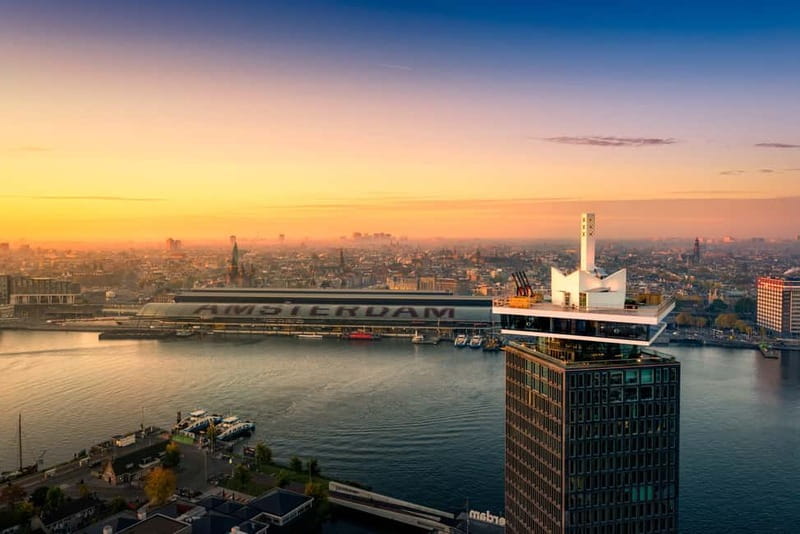 Amsterdam: A'DAM Lookout with Revolving Restaurant Moon - Reading Amsterdam from the observation deck