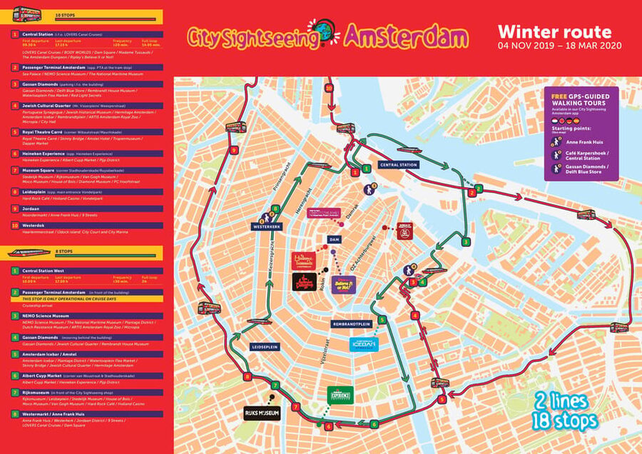Amsterdam: Combo Rijksmuseum & Hop-On Hop-Off Bus - Green Line changes with the season