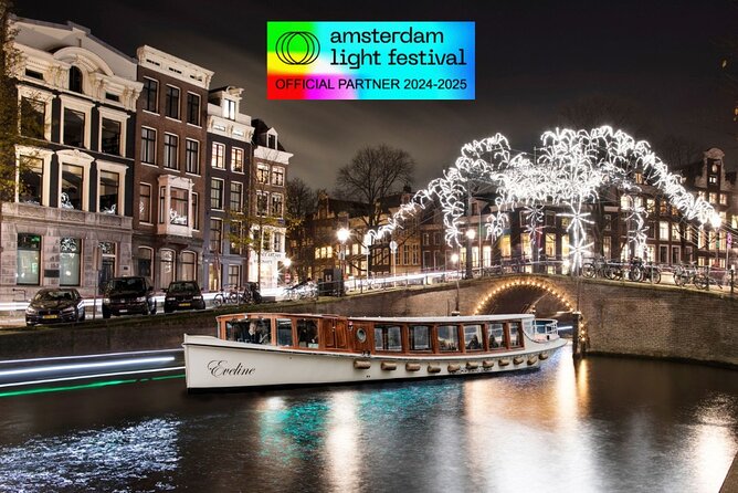 Amsterdam Light Festival: Heated Boat Cruise + Hot Drinks & Bite - Seeing Amsterdam’s Light Festival from the canal