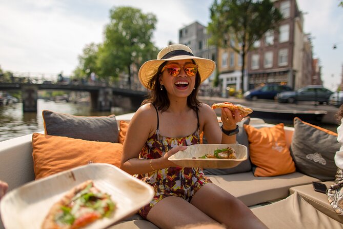 Amsterdam Private Boat Trip with Pizza and Unlimited Drinks - Pizza choices and unlimited drinks onboard