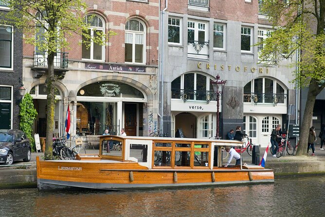 Amsterdam small-group canal cruise in 1920s saloon boat - Anne Frank House and Prinsengracht