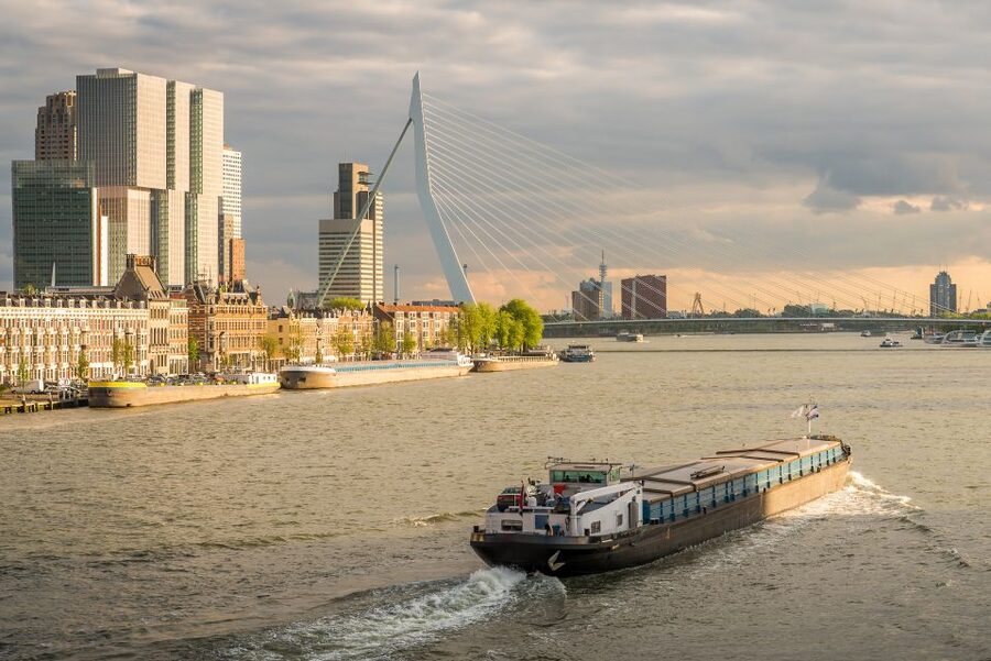 From Amsterdam: Rotterdam and The Hague Tour in Spanish - The Meuse waterfront and the Rotterdam skyline