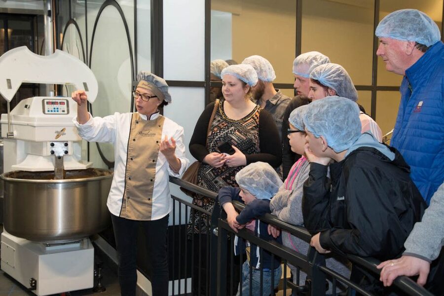 Gouda: Syrup Waffle Factory Ticket with a Waffle - Watching bakers, machines, and robots at work
