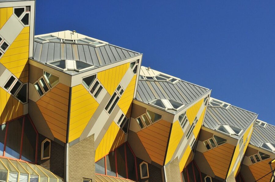 Rotterdam Architecture: Centre and South Bank with watertaxi - The watertaxi beneath the Erasmus Bridge